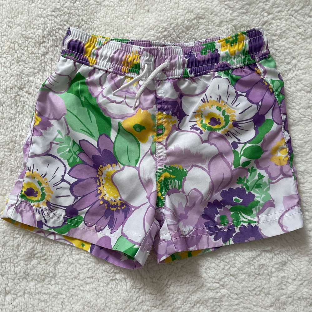 Janie and Jack, Boys Size 2T, Floral Swim Trunks